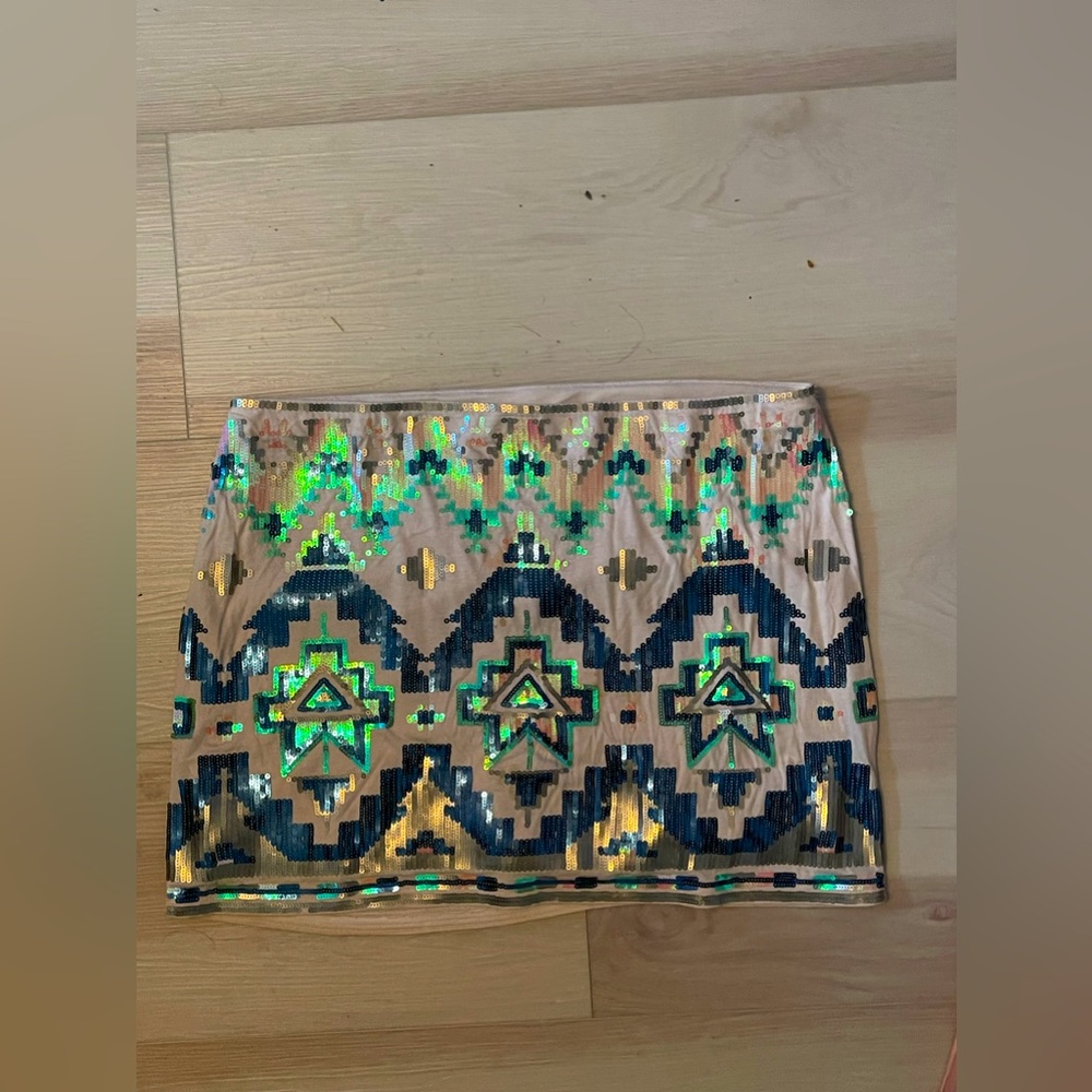 Express Sequin Aztec mini skirt